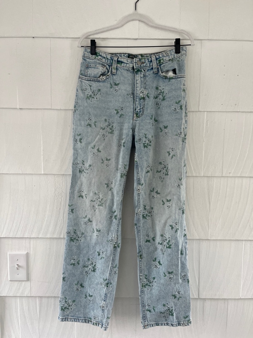 Light Blue Jeans with subtle floral print